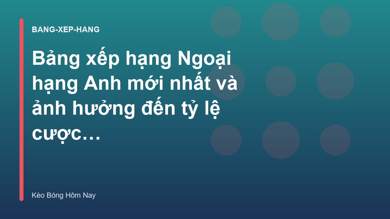 Bảng xếp hạng Ngoại hạng Anh mới nhất và ảnh hưởng đến tỷ lệ cược vô địch